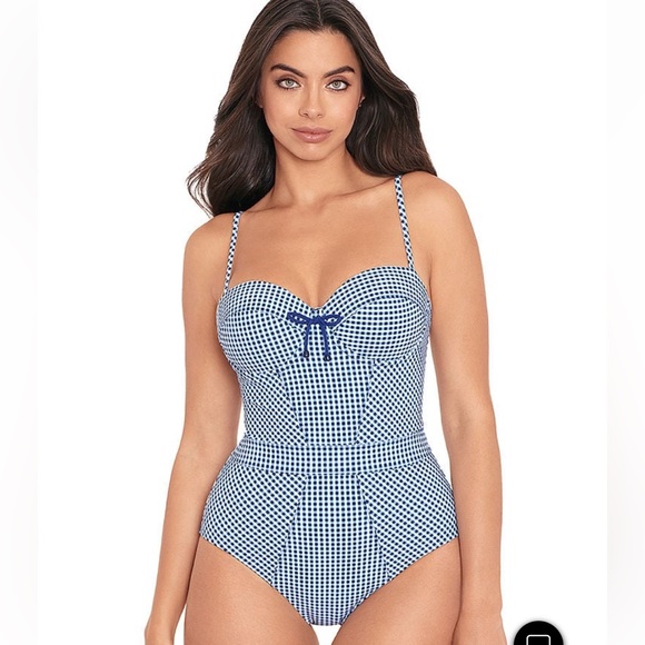 ♡RARE UNIQUE Modern Retro Designer Swimsuit by Skinny Dippers™♡ Medium♡ BNWT♡ - Picture 1 of 6